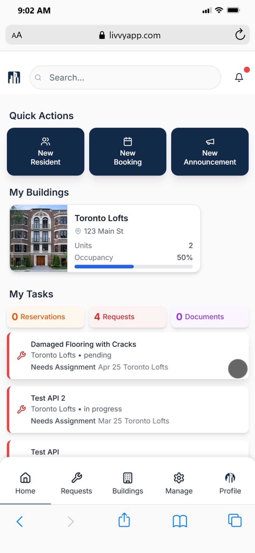 Livvy dashboard preview